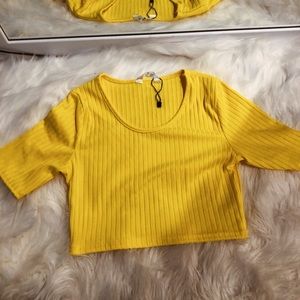 Yellow Ribbed Crop Top
